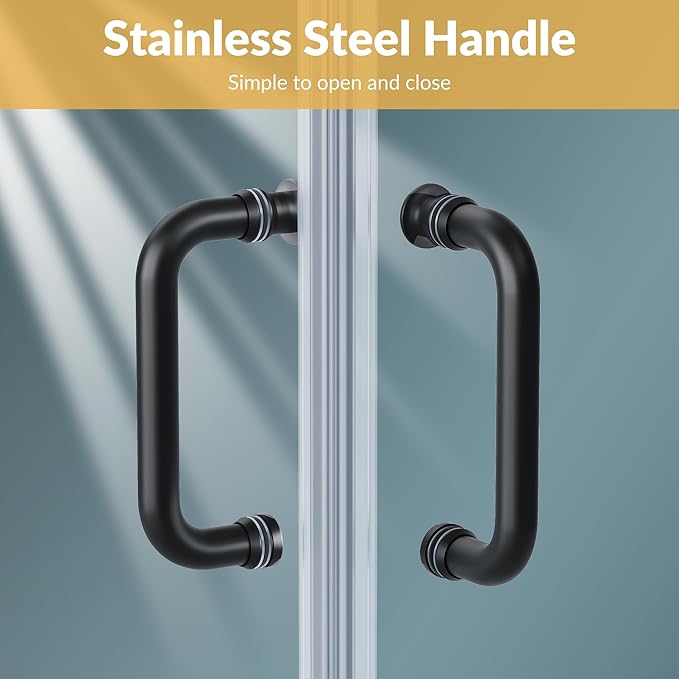 ELEGANT Corner Shower Enclosure 34 in.D x 34 in. W x 72 in. H, Corner Shower Door with 1/4 in. Clear Tempered Glass, Double Sliding Shower Enclosure, Black Finish (Shower Base Not Included)