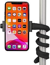 iTODOS Portable Flexible Cell Phone Holder Stand for Treadmill, Spin Bike, Stroller, Shopping Cart, Bed, Car, Kitchen, Desk, Compatible with iPhone, Android (Black)