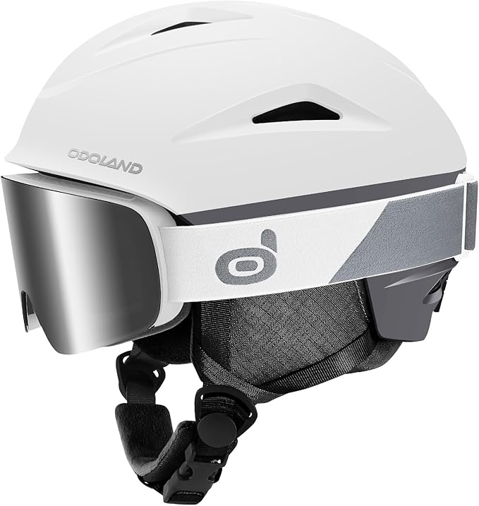 Odoland Ski Helmet, Snowboard Helmet with Ski Goggles for Adults and Youth, Audio Compatible, Shockproof, Windproof, Safety Snow Sports Helmet and Protective Glasses for Men Women