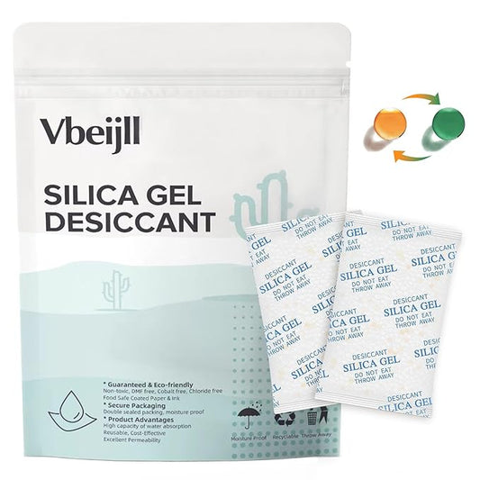 100 Gram (5 Pack) Color-Indicating Silica Gel Packets, Premium Food Grade Desiccant - Rechargeable Moisture Absorbers for Food Storage, Electronics, 3D Filament & Safes