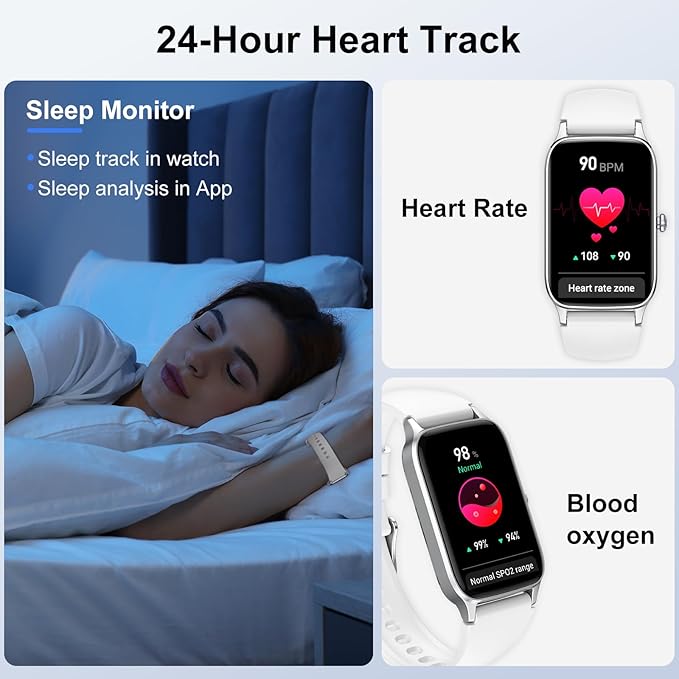 Smart Watch for Men Women, 1.57" Smartwatch (Answer/Make Call), 2025 NEW Fitness Tracker with 110 Sport Modes, Heart Rate/Sleep Monitor, IP68 Waterproof, Pedometer, Fitness Watch for Android iOS White