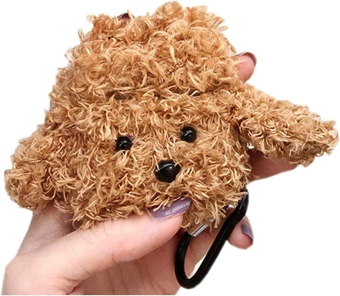 SGVAHY Furry Case for AirPods Pro 3rd Generation Funny Cute 3D Cartoon Plush Design Soft Warm Fluffy AirPod Pro 3 Cover with Keychain Kawaii Anti-Fall Protective Case Women Girls(Teddy)