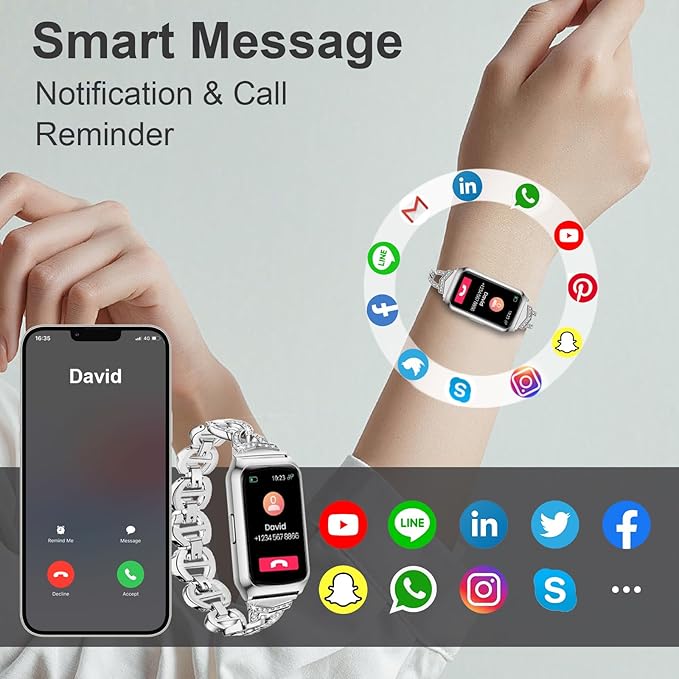 GADIXY Smart Watch,Fitness Tracker Watch 7 Day+ Battery with Heart Rate/Step Counter/Calories/spO2/Sleep Monitor,IP68 Fitness Smart Watches for Women Android&iOS Silver