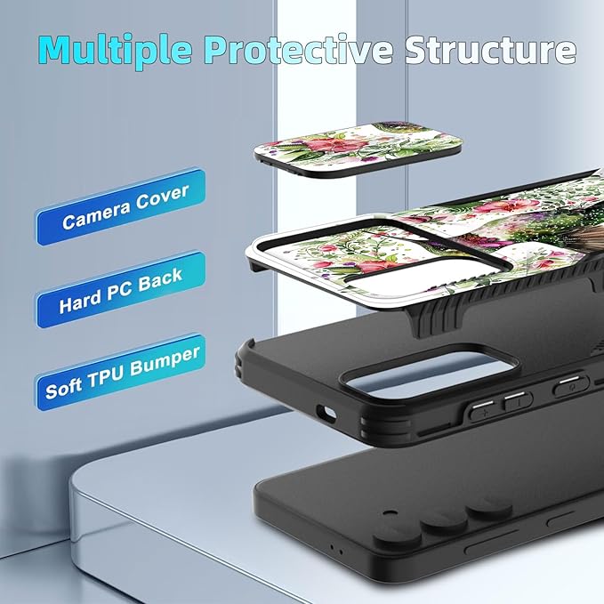 for Galaxy S25 FE Case Built in Slide Camera Lens Cover,Heavy Duty Shockproof Protection Dual Layer Case for Samsung Galaxy S25 FE 6.7" 2025,Dandelions and Birds