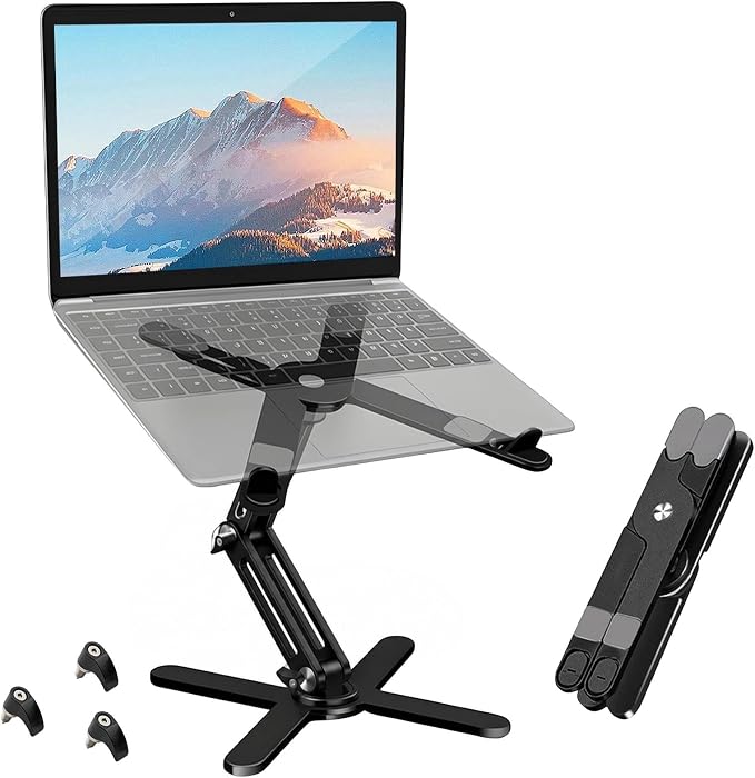 MOALLIA N86 360 Rotating Laptop Stand for Desk with Locking Knobs, Black