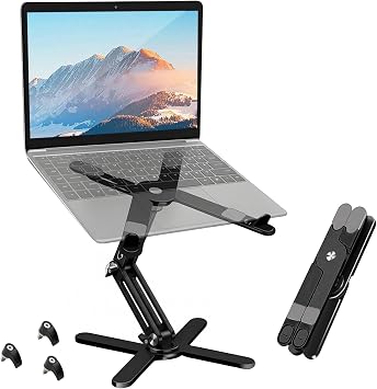 MOALLIA N86 360 Rotating Laptop Stand for Desk with Locking Knobs, Black