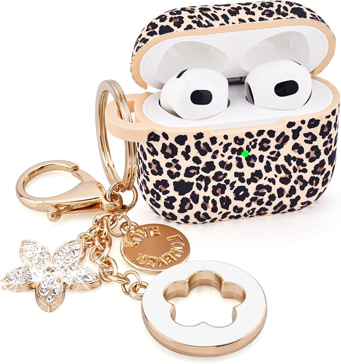 VISOOM Case for Airpods 3 Pink Airpods 3rd Cases 2021 Silicone for iPod 3 Earbuds Case Cover Women Wireless Charging Case with Accessories Girl Bling Keychain for Apple Ear Buds 3rd Generation