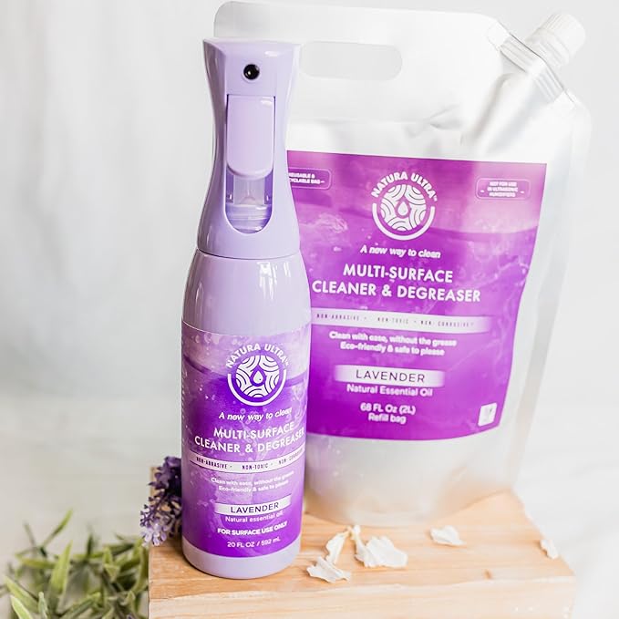 Multi-Surface Cleaner & Degreaser - Home and Kitchen degreasing Spray for Glass, Countertops, Appliances, and Floors - Eco-Friendly Effective Cleaner & Degreaser (Lavender)