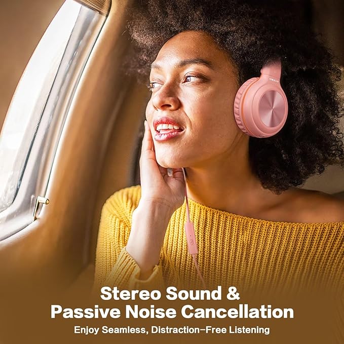 SIMOLIO 2 Pack Wired Headphones with Microphone, Foldable Headphones for Teen Girls Boys, Over Ear Headset with Volume Limited & 3.5mm Aux Share for Cellphone Tablets PC Chromebook School Travel Gift