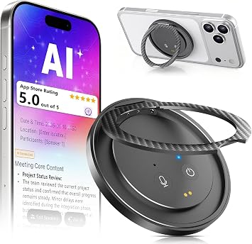 AI Voice Recorder in a Magnetic Phone Stand, AI Meeting Assistant