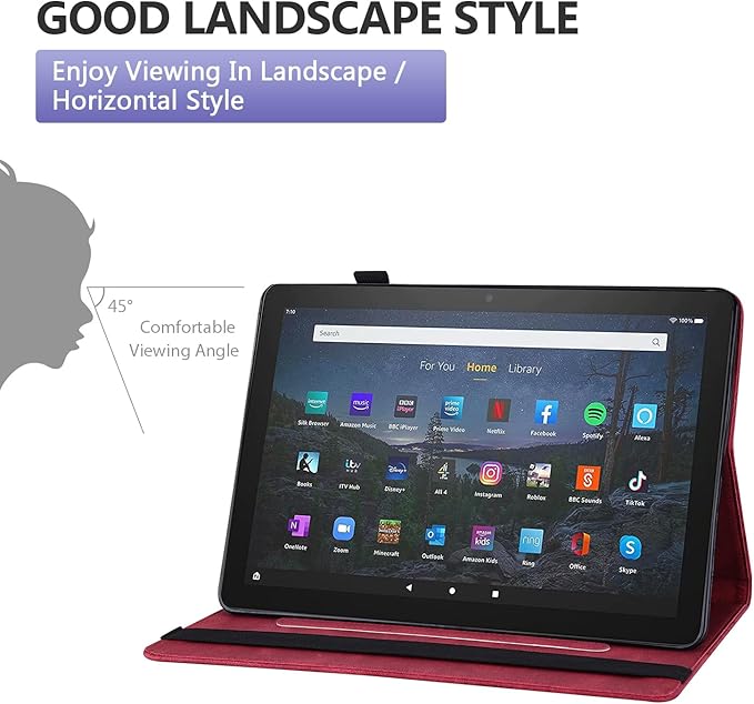 Dteck for Fire Max 11 (13th Generation) Tablet Case 11" 2023, PU Leather Protective Fold Stand Case with Adjustable Viewing Angles, 4 Card Slots, Cute Butterfly Lightweight Slim Thin Folio Case, Red