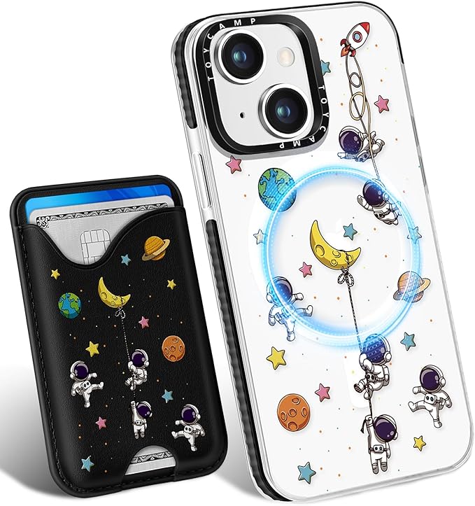 Toycamp for iPhone 14 Case, for iPhone 13 Case - Compatible with Magsafe Credit Card Holder Wallet Magnetic Cute Women Teen Girls Kawaii Girly Unique Man Boys Design Phone Cover for iPhone 14/13
