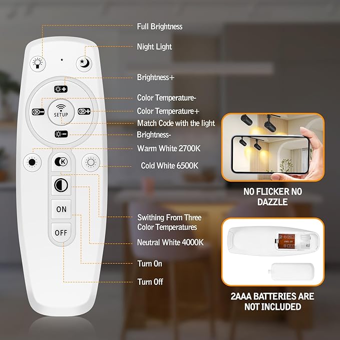 【2025 Upgraded】9-CCT 12W Zoomable LED Track Light Heads Dimmable with Remote H Track Lighting Bright Ceiling Spotlights 2700K/3000K/3500K/4000K/5000K/6000K,15°/18°/25°/38°/60° 1100lm Black 8 Pack