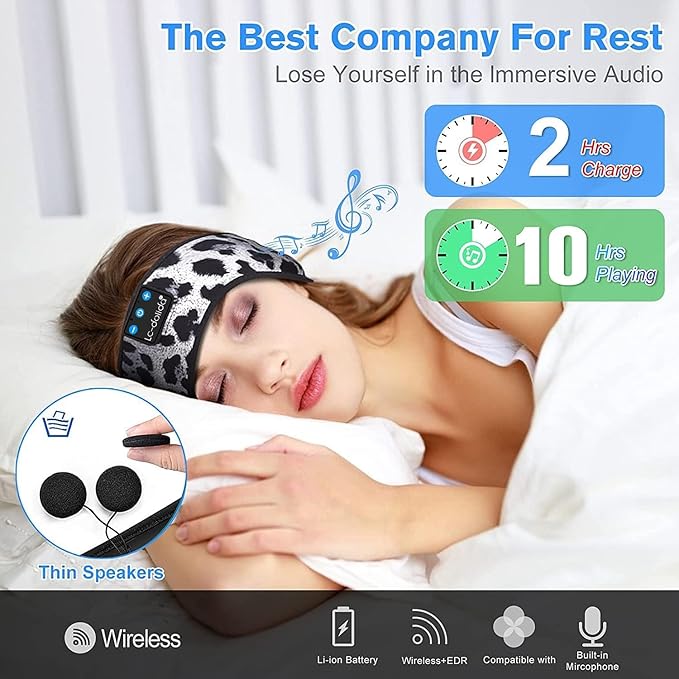 LC-dolida Sleep Headphones Bluetooth, Headband Headphones Earphones Wireless, Sleep Mask for Sleeping, Sports, Gifts, Workout, Jogging, Yoga,Insomnia, Air Travel, Meditation