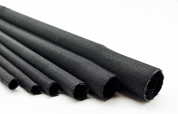 Braided Split Wire Loom Black Wire Cover Protective Harness Tubing Cable Management Self Wrap Cord Sleeve Mesh Woven 5/16"-16ft