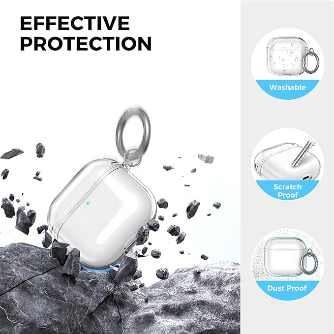 AhaStyle Clear Airpods 4 Case Cover with Cleaning Kit [Anti-Yellowing] Soft TPU Protective Covers Skin Designed for Apple AirPods 4th Generation 2024 Support USB-C Charging Case and Wireless Charging