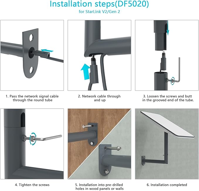 360° Adjustable Starlink Wall Mount , Compatible with Starlink Gen 3/V2/Mini,for Pole, Roof , Long Wall Mount,Starlink Pole Bracket and Mounting Kit Accessories