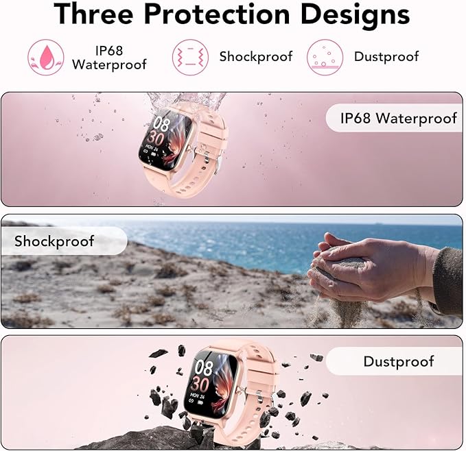 CASCHO Smart Watches for Women, 1.85" HD Smartwatch with 120+ Sports Modes/Heart Rate/Sleep Monitor, IP68 Waterproof Fitness Tracker with Bluetooth Calling/Music Control for Android iOS