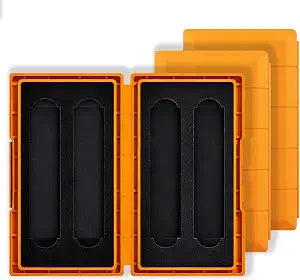 GLOTRENDS 3-Pack 4-Slot M.2 SSD Storage Case, Portable Shockproof Organizer for M.2 NVMe/SATA SSDs 2280/2260/2242/2230, Orange