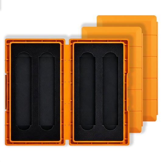 GLOTRENDS 3-Pack 4-Slot M.2 SSD Storage Case, Portable Shockproof Organizer for M.2 NVMe/SATA SSDs 2280/2260/2242/2230, Orange