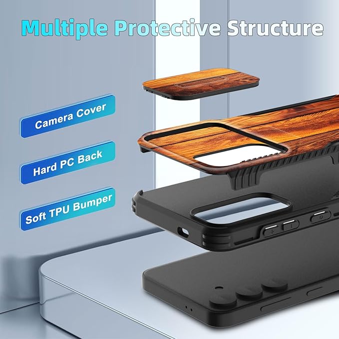 for Galaxy S26 Case Built in Slide Camera Lens Cover,Heavy Duty Shockproof Protection Dual Layer Case for Samsung Galaxy S26 6.3" 2026,Vintage Wood Texture