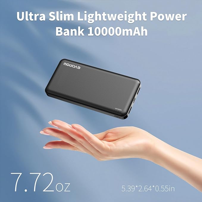 Portable Charger Power Bank 10000mAh, USB C in&Out Fast Charging Battery Pack Portable Phone Charger Quick Charge for iPhone 15/14/13/12, Galaxy S23/22, Pixel Heated Vest and etc (Black)