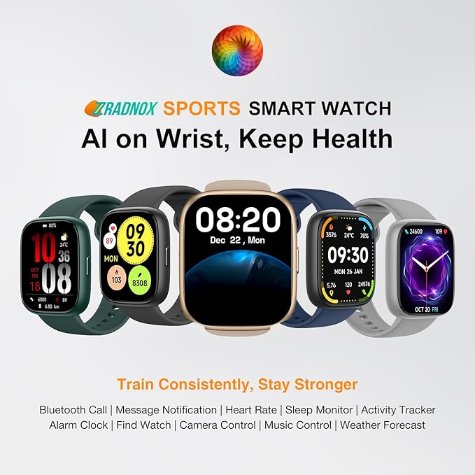 Smart Watch with Alexa & Bluetooth Calling-1.83" HD Touchscreen Fitness Watch, Fitness Tracker w/Heart Rate/Sleep Monitor, 30-Day Standby, 120+ Sports Modes, IP68 Waterproof Smartwatch for Android iOS