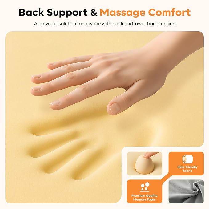 Smooth Triple Fusion Back Massager,with Heat, Vibration & Lumbar Traction - Deep Tissue Lumbar Pillow for Lower Back Pain Relief, Relaxation for Home, Office - Corded Electric（Dark Gray）