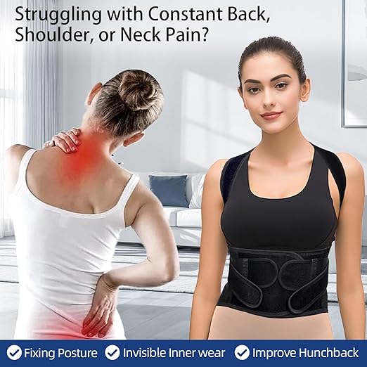 Upgraded Posture Corrector for Women & Men, Back Brace for Upper/Lower Back Pain, Herniated Disc, Sciatica，Adjustable Support & Bionic Panel L (34"-38")