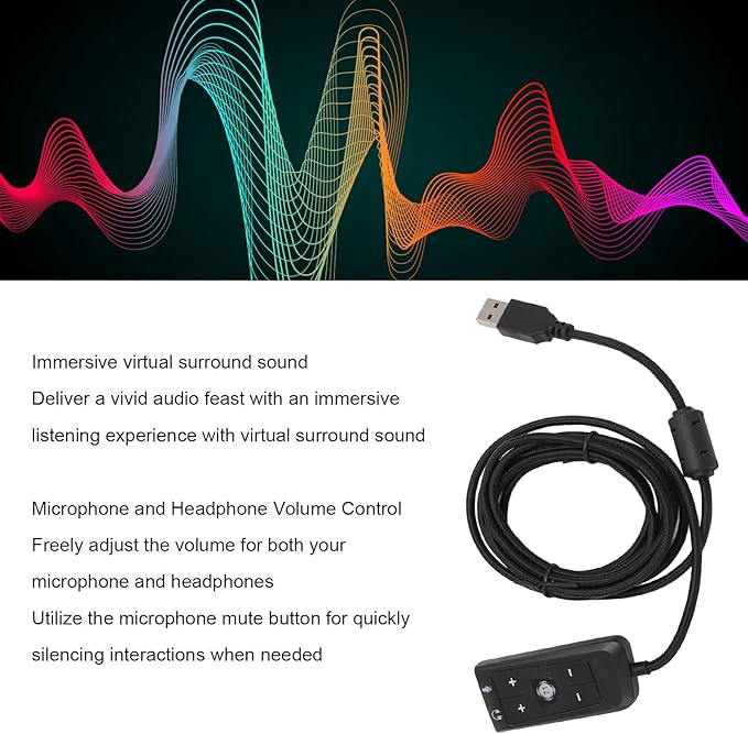 USB Sound USB to 3.5mm Jack Audio Adapter, USB Sound Card USB to 3.5mm Jack Audio Adapter, USB Adapter for HyperX Cloud II, for PS5, for Series X S, for One
