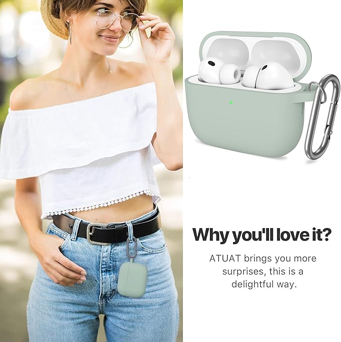 ATUAT for AirPods Pro 3 Case Cover with Cleaner, Protective Soft Silicone Skin with Keychain for Women Men for Apple AirPods Pro 3rd Generation Case(2025), Front LED Visible, Fog