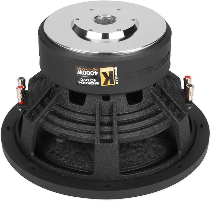 Rockville W12K9D4 V3 12" K9 Series Car Subwoofer, 4000W Peak/1000W RMS, Dual 4-Ohm, Ultra-Stiff Cone, Double-Stacked Magnet, for Car Audio Bass Systems