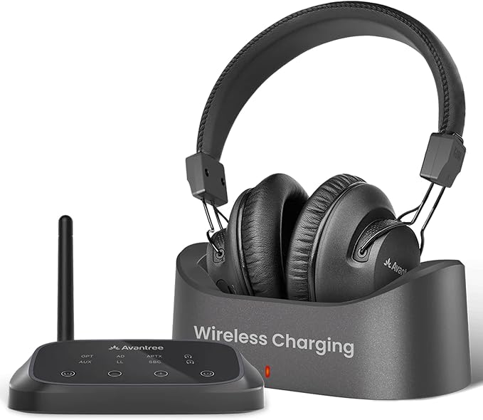Avantree HT5009 Plus -Wireless TV Headphones with aptX-Adaptive Transmitter