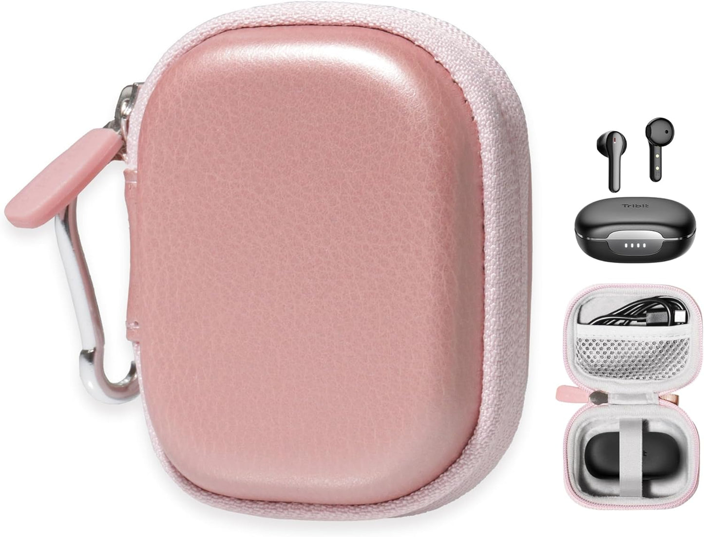 True Wireless Earbuds Carrying Case Compact Water Resistant Pink