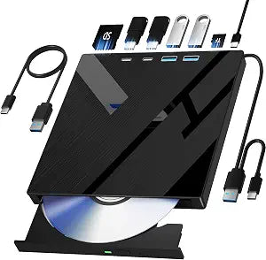 Wbacon External CD/DVD Drive for Laptop, 7 in 1 USB 3.0 Optical Disk Drive - Image 1