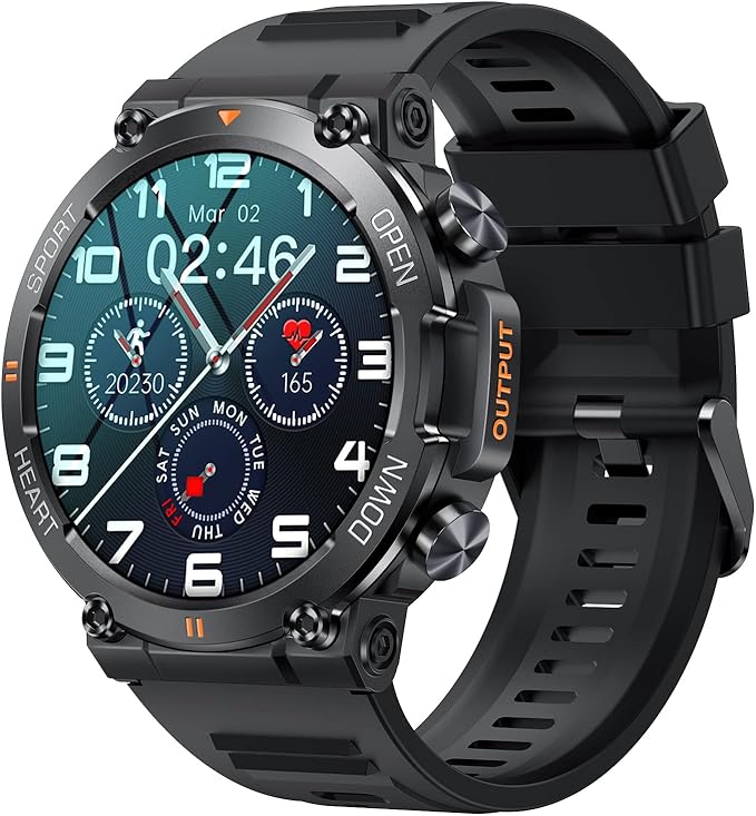 1.39" IPS Screen Smart Watches for Men Rugged Tactical Fitness Tracker with Call (Answer+Dial) Heart Rate SpO2 Sleep Monitor 120+ Sport Modes Waterproof Sport Smartwatch for Android iOS