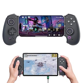 abxylute S9 Full-Size Gaming Phone Controller for iPhone 18 Pro Max/iPhone Duo, iPhone 15/16/17, iPad Mini 6/7 Android Tablet Bluetooth TypeC Mobile Gamepad Free Button Mapping Genshin Impact, Hall Effect Joystick (black)