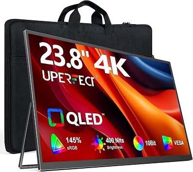 UPERFECT Portable Monitor 4K 24" QLED, 400 Nits 145% sRGB Large Monitor