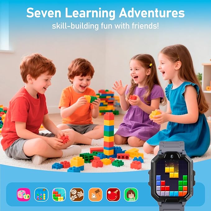 4G Kids Smart Watch, T17 Smartwatch Gifts with Panda Holder, GPS Tracker, Video Calling, SOS, Voice Chat, SMS, School Mode, Puzzle Games, HD Touch Screen for Boys & Girls 3-12（Gray）
