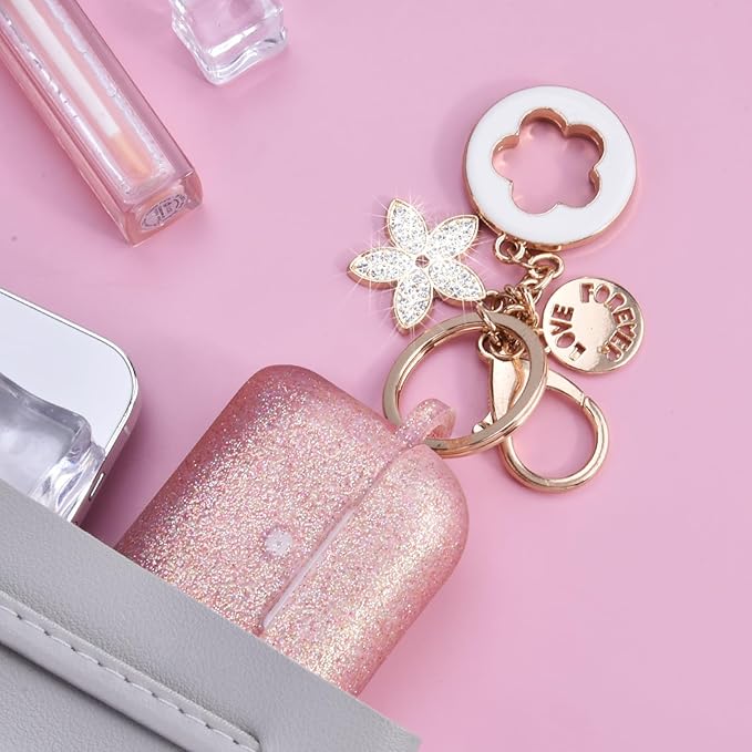 VISOOM for AirPods Pro 3 Case 2025, Silicone Case for Apple Air Pods Pro 3rd Generation Cover Women, Cute iPods 3 Protective Cover with Bling Keychain & Cleaning Kit, Bling Rose Gold