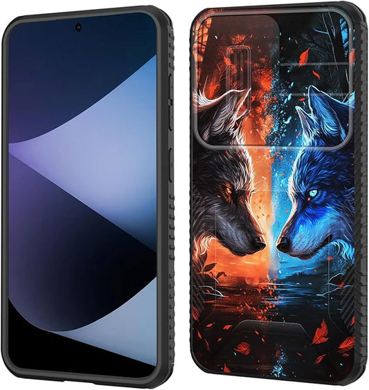 for Galaxy S25 Plus Case Built in Slide Camera Lens Cover,Heavy Duty Shockproof Protection Dual Layer Case for Samsung Galaxy S25 Plus 6.7" 2025,Cool Wolf
