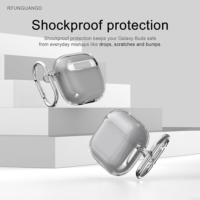 RFUNGUANGO AirPods 4 Case Clear, Soft TPU Transparent with Cleaning Kit & Keychain, Compatible with Magsafe, Compatible Apple AirPods 4 (2025) Generation Protective Case, Black