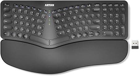 Arteck Split Ergonomic Keyboard with Palm Rest, 2.4G USB Wireless Keyboard