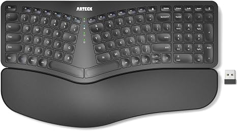 Arteck Split Ergonomic Keyboard with Palm Rest, 2.4G USB Wireless Keyboard
