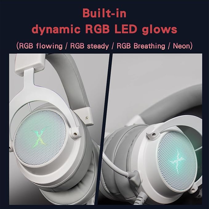 FOXXRAY HAU-37 USB Gaming Headset for PC, Computer Headphones with Microphone, 7.1 Surround Sound, 50MM Dynamic Drivers, RGB Light, Wired Headphones for PS4, PS5, Laptop