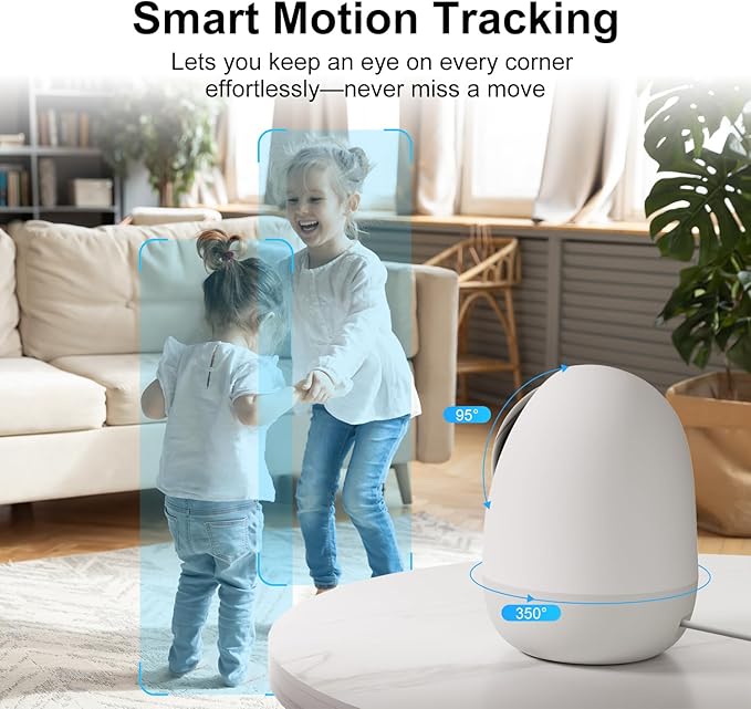 5&2.4Ghz Indoor Security Camera, 360° 3MP WiFi Cameras for Home Security, Baby/Pet Camera with Phone App, Motion/Sound Detection, Auto Tracking, 2-Way Audio, TF/Cloud Storage (4 Pack)