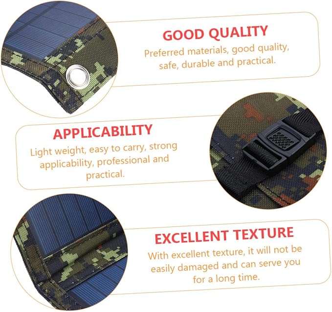 SUPVOX 20W USB Solar Panel Charger for Outdoor Use Foldable Solar Charging Equipment High Efficiency for Camping and Travel