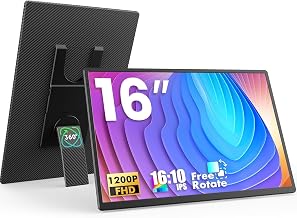FLYTOCCA Portable Monitor, 16 Inch FHD 1200P, Horizontal/Vertical Monitor, Plug & Play, Built-in Speakers, Travel Monitor for Laptop with Premium Smart Cover - Image 1