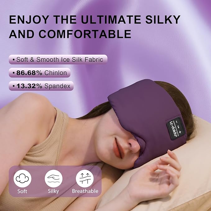 Sleep Mask with Bluetooth 5.4 Headphones Total Blackout Eye Mask for Sleeping Travel and Relaxation