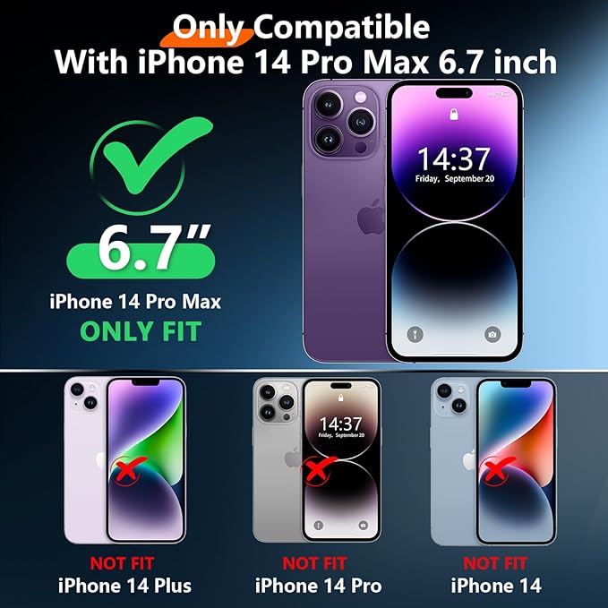 2025 New for iPhone 14 Pro Max Case Waterproof,[Glass Camera Protector & Built-in Screen Protector] [Full Body Shockproof] [IP68 Underwater][Dustproof][Dropproof] Phone Case for iPhone 14 Pro Max 6.7"